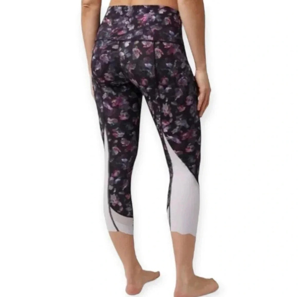 Lululemon Wunder Under Crop High Rise Roll Down 23" Leggings Floral Multi 6 - Picture 2 of 16